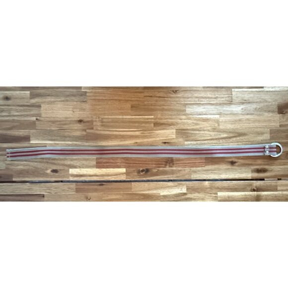 Y2K Woven Fabric Belt D-Ring Gray / Red Stripe Grunge Gorp Adjustable - Picture 8 of 12